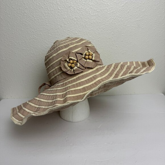 SCALA Stripe Beach Wide Brim Floppy Sun Hat TRAVEL Packed